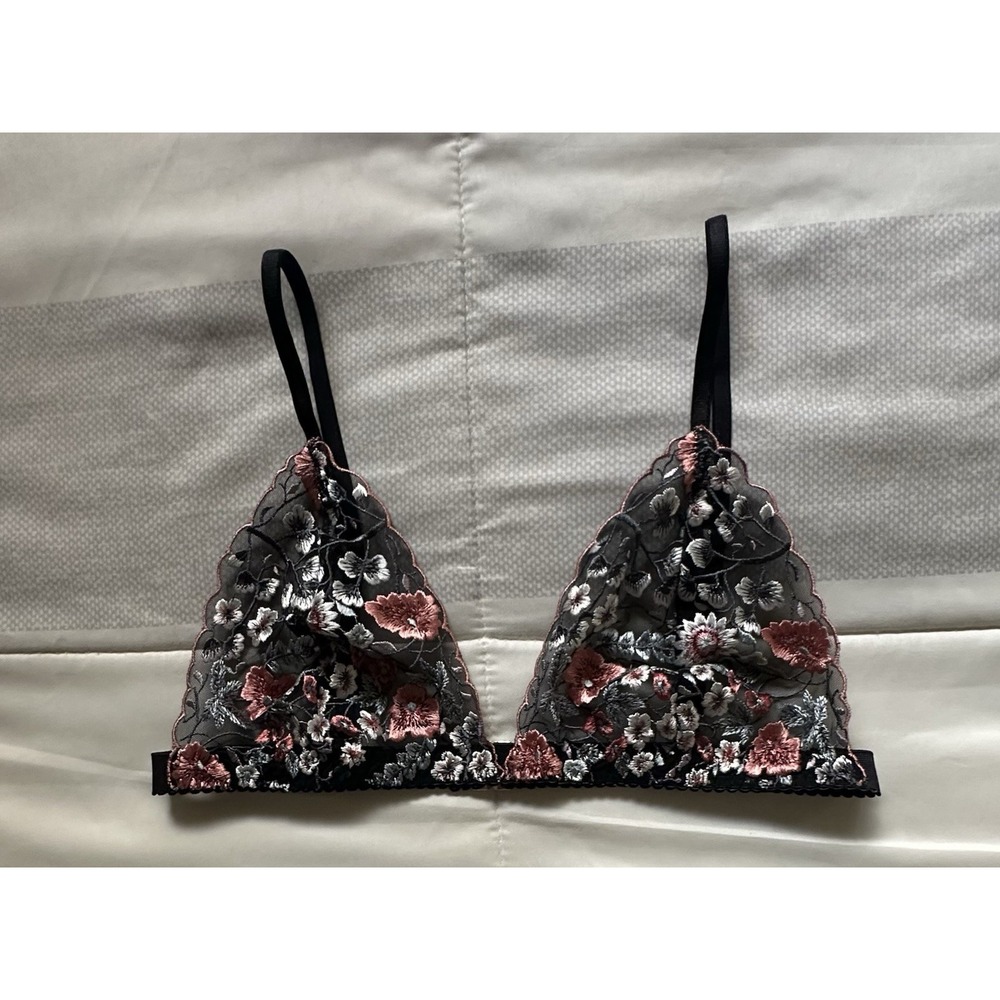 Bydee Amber bralette Embroidered Black Floral Size Large May Run Small - Picture 4 of 10